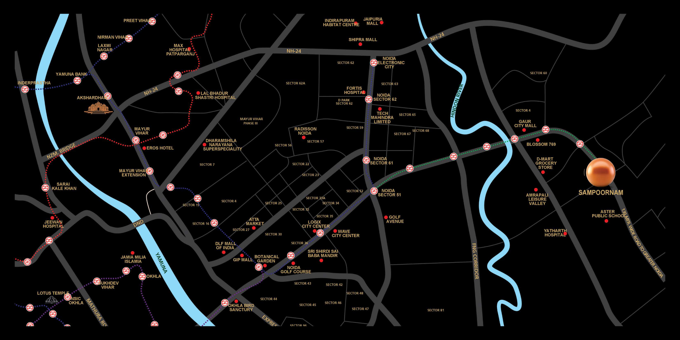 Eros Sampoornam Phase 3 Location Map